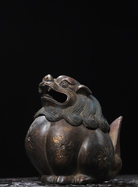 动物香薰炉黄铜拓金瑞兽炉狮子熏香炉家居佛堂桌面装饰品复古摆件