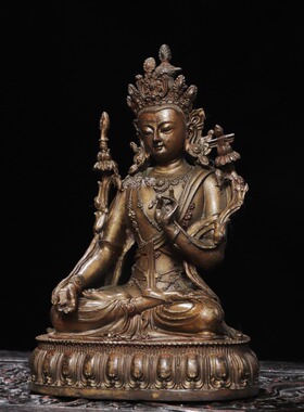 白度母菩萨神佛像藏传密宗纯黄铜器复古家居佛堂供奉装饰桌面摆件