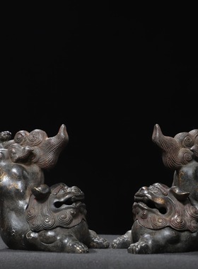 动物香薰炉黄铜拓金瑞兽炉狮子熏香炉家居佛堂桌面装饰品复古摆件