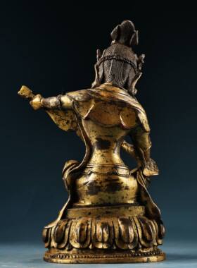 藏传密宗大号妙音天女佛像黄铜藏式妙音佛母桌面摆件琵琶智慧度母