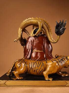 药王孙思邈摆件黄铜彩绘鎏金药师医药展示药店桌面装饰品复古礼品