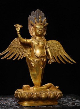 纯铜大鹏鸟摆件金翅大鹏仿古佛像雷震子护法雷公神像供奉装扮用品