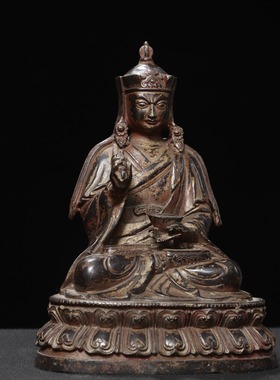 莲花生大士佛像纯铜拓金仿古铜器藏佛佛像家居用佛堂供佛装饰摆件