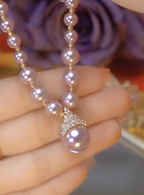 温柔强光紫色镶钻珍珠手链女轻奢小众设计感手串2026新款爆款手饰