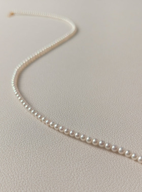 天然珍珠项链女3-4MM媲美Akoya