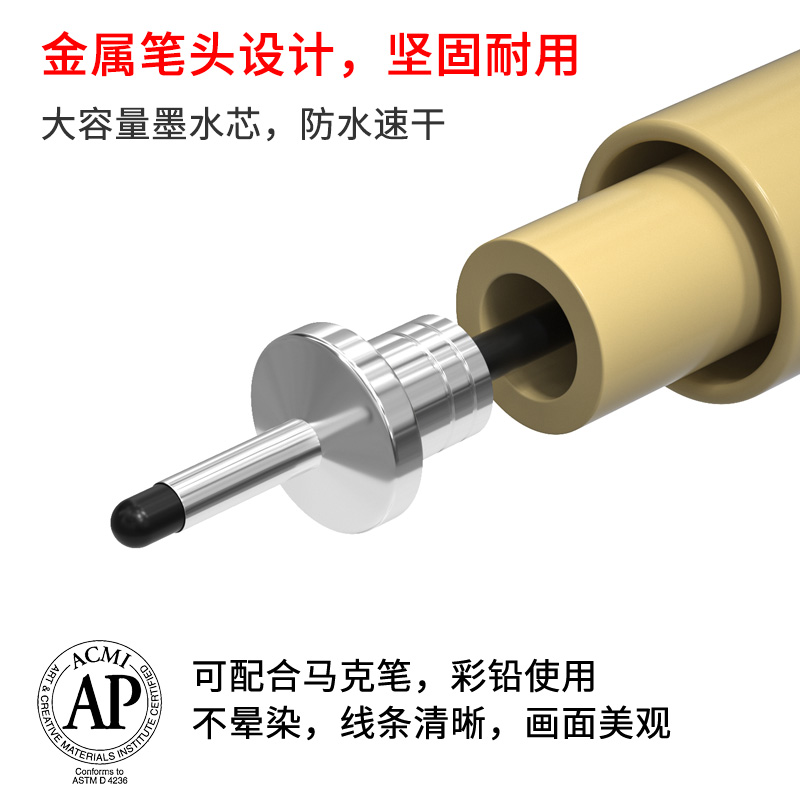 樱花勾线笔漫画水彩micron笔彩色绘画BR软头笔描线美术专用速写墨线笔美甲笔SAKURA樱花牌防水黑色棕色针管笔 - 图1