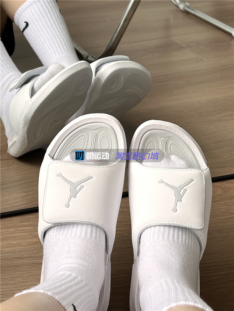 Air Jordan Hydro 6 AJ6乔丹夏季黑白男女运动休闲拖鞋881474-011 - 图0