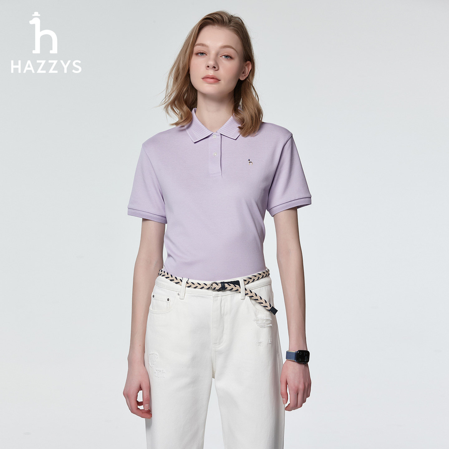 Hazzys哈吉斯春夏季多彩polo衫女士时尚休闲短袖T恤宽松上衣女潮,淘宝优惠券,粉丝福利购,淘宝优惠卷