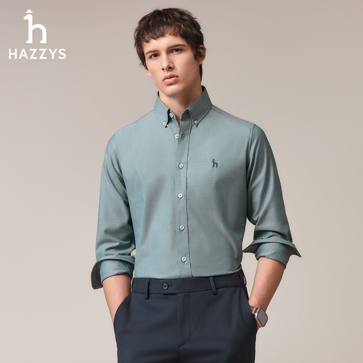 哈吉斯hazzys官方秋季男士休闲长袖衬衫正品男装商务通勤衬衣男潮,淘宝优惠券,粉丝福利购,淘宝优惠卷