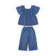 ເດັກຍິງ Summer ແຂນສັ້ນ Babydoll ເສື້ອຢືດຂາກວ້າງຊຸດ
