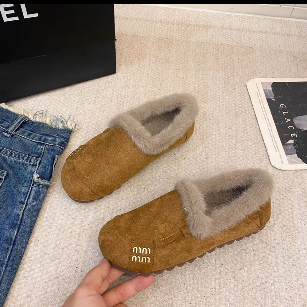 【接代发】一脚蹬孕妇鞋复古豆豆鞋加绒保暖博肯棉鞋设计感毛毛鞋,淘宝优惠券,粉丝福利购,淘宝优惠卷