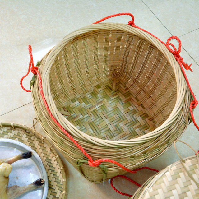 Bamboo basket storage basket shoulder pole traditional wedding celebration