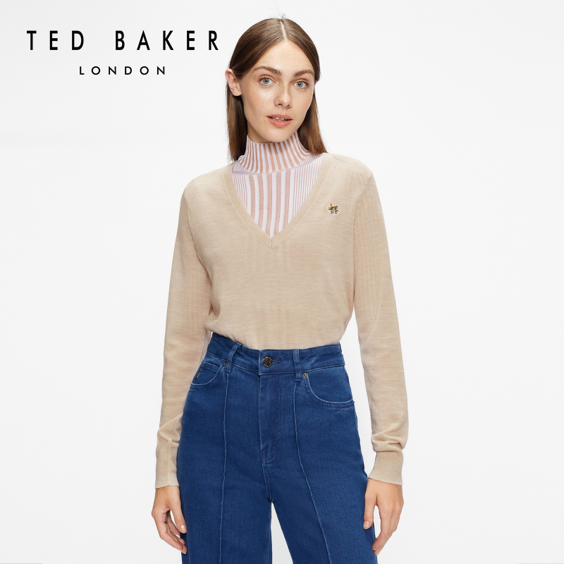TEDBAKER春夏女士V领套头羊毛针织衫