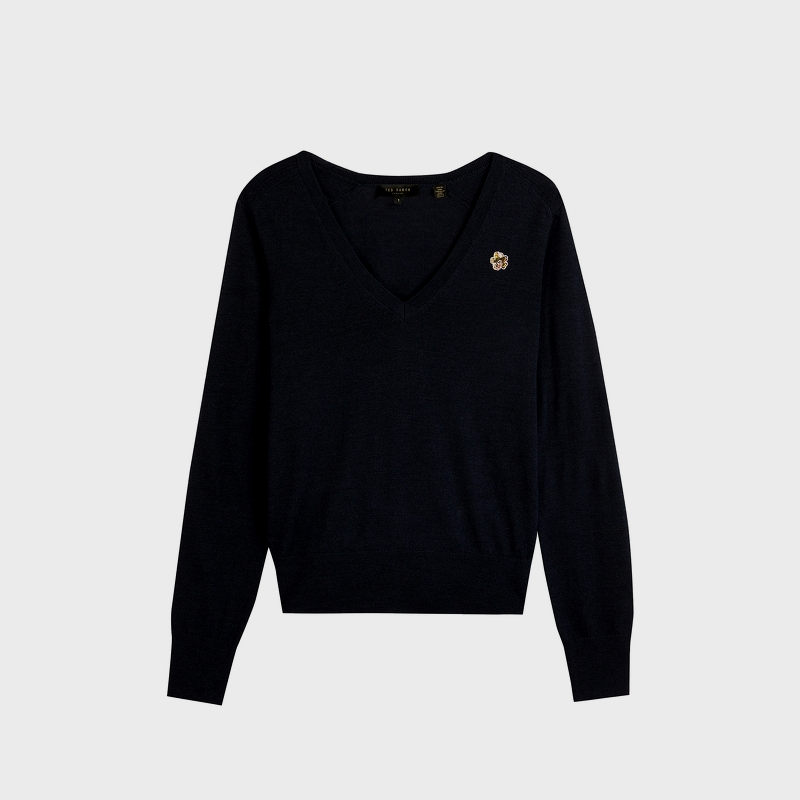 TEDBAKER春夏女士V领套头羊毛针织衫