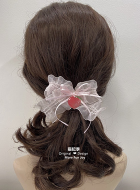 少女水蜜桃蝴蝶结发夹双马尾头饰