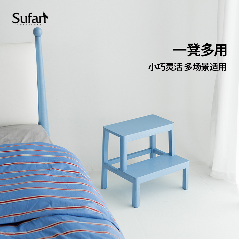 舒梵6折现货梯凳/北欧简约实木儿童小凳子可坐梯凳台阶凳 - 图1