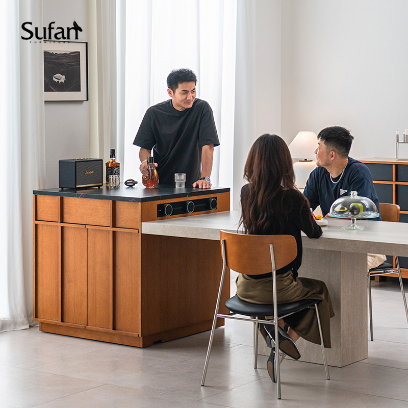 舒梵帕尔复古色岛台/岩板实木骨格线北欧中古风储物餐边柜桌一体,淘宝优惠券,粉丝福利购,淘宝优惠卷