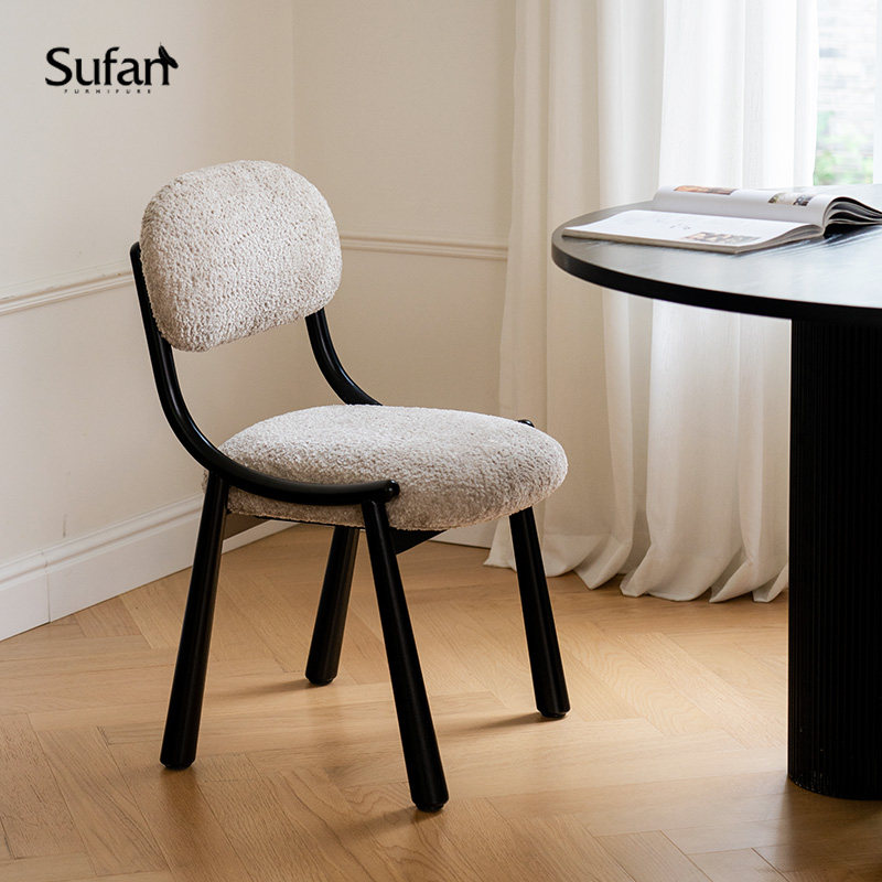 舒梵肖恩椅/家用餐椅/简约休闲北欧靠背黑色金属不锈钢椅子