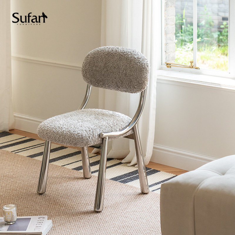 舒梵肖恩椅/家用餐椅/简约休闲北欧靠背黑色金属不锈钢椅子