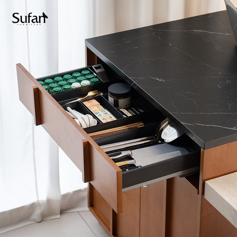 舒梵帕尔复古色岛台/岩板实木骨格线北欧中古风储物餐边柜桌一体,淘宝优惠券,粉丝福利购,淘宝优惠卷