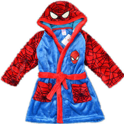 儿童蜘蛛侠睡袍孩子童装宝宝法兰绒睡衣春秋冬天男女小朋友浴袍 虎窝淘