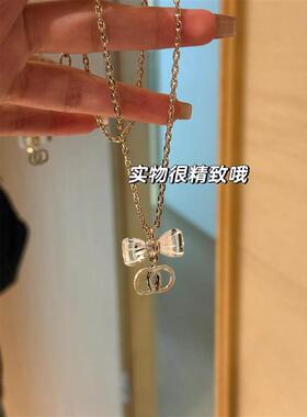 BVKV 3/26 温柔又迷人~ 26s压克力浅金色蝴蝶结项链 女士