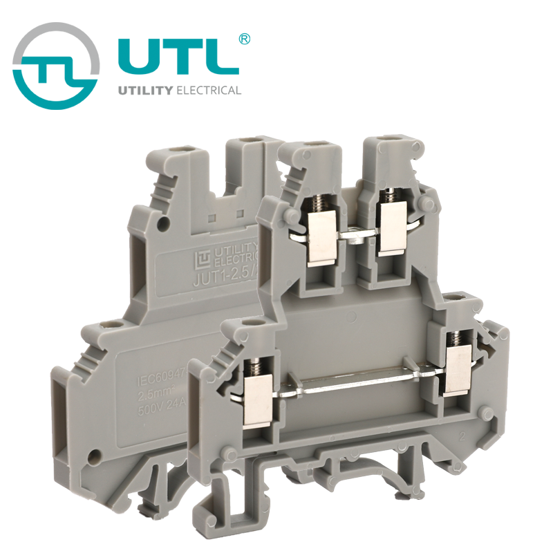 UTL尤提乐JUT1-2.5/2导轨式直插弹簧纯铜接线板连接器接线端子排