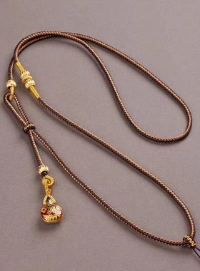 八宝罗盘编绳项链挂绳古法手工编织翡翠玉绳子吊坠挂绳可挂黄金