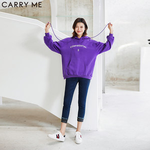 CARRY ME/嘉蜜牛仔裤女冬季韩版显瘦九分裤紧身小脚裤黑色裤子潮