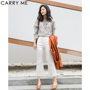 CARRY ME/嘉蜜2019春秋新款高腰显瘦九分裤外穿弹力紧身小脚裤潮