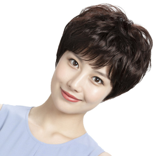 假发女全头套短发日常真人发丝卷发全真发假发套妈妈款中老年女士 - 图3