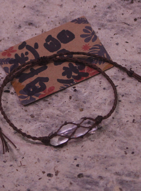 【素绳】小众纯天然白水晶绿萤石原始简约手工编绳手绳子男女闺蜜