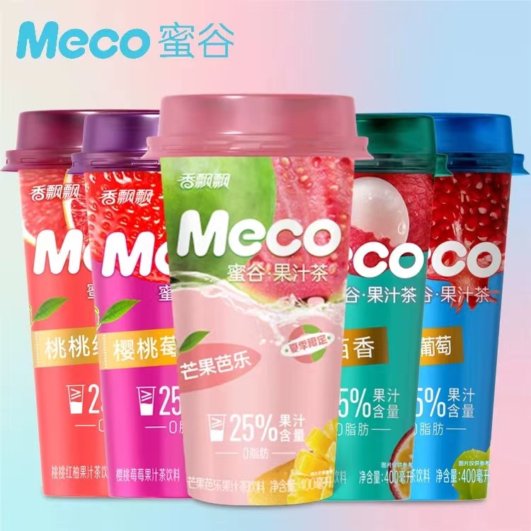 香飘飘Meco蜜谷果汁茶饮料芒果芭乐水果茶青柠红柚柠檬茶15杯整箱 - 图0