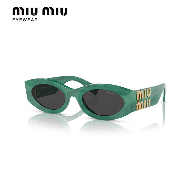 【礼物】MIUMIU缪缪太阳眼镜黑金logo猫眼女时尚墨镜MU11WS - 图1