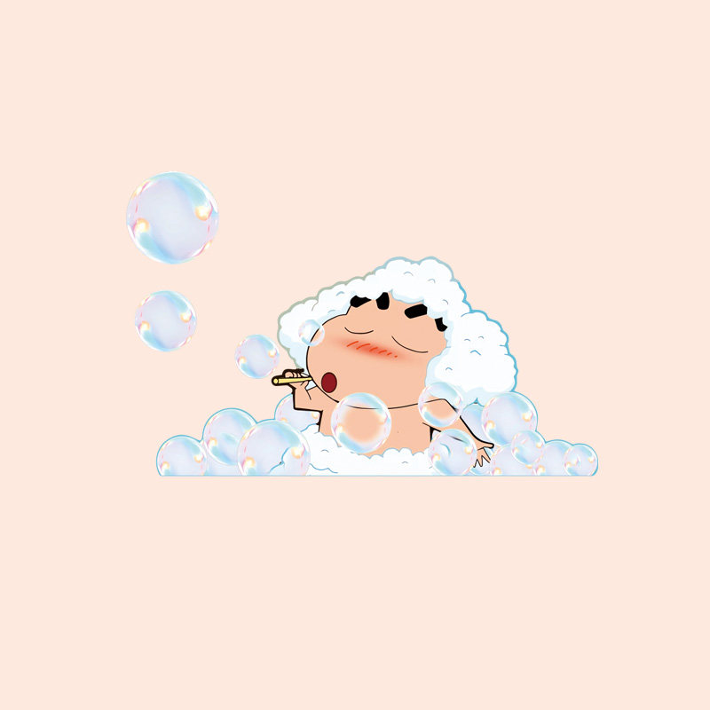 蜡笔小新浴室镜子装饰贴纸卫生间镜面可爱贴画玻璃门瓷砖墙自粘贴 - 图0