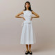 Linen dress vest ຂະຫນາດນ້ອຍຊຸດ skirt suit ສີຂາວ