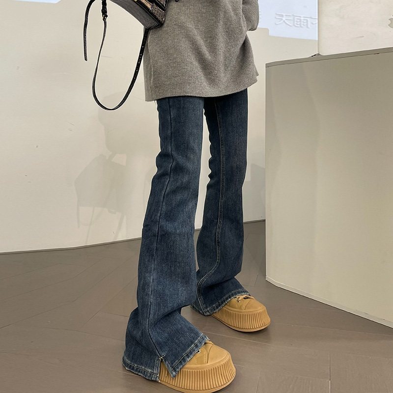 韩国女童中大童春秋修身显瘦开叉牛仔裤韩版弹力高腰微喇百搭休闲,淘宝优惠券,粉丝福利购,淘宝优惠卷