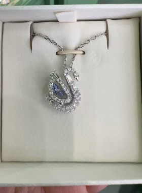 天鹅项链跳动水晶锁骨链手镯耳环玫瑰金色高级时尚优雅气质配饰女