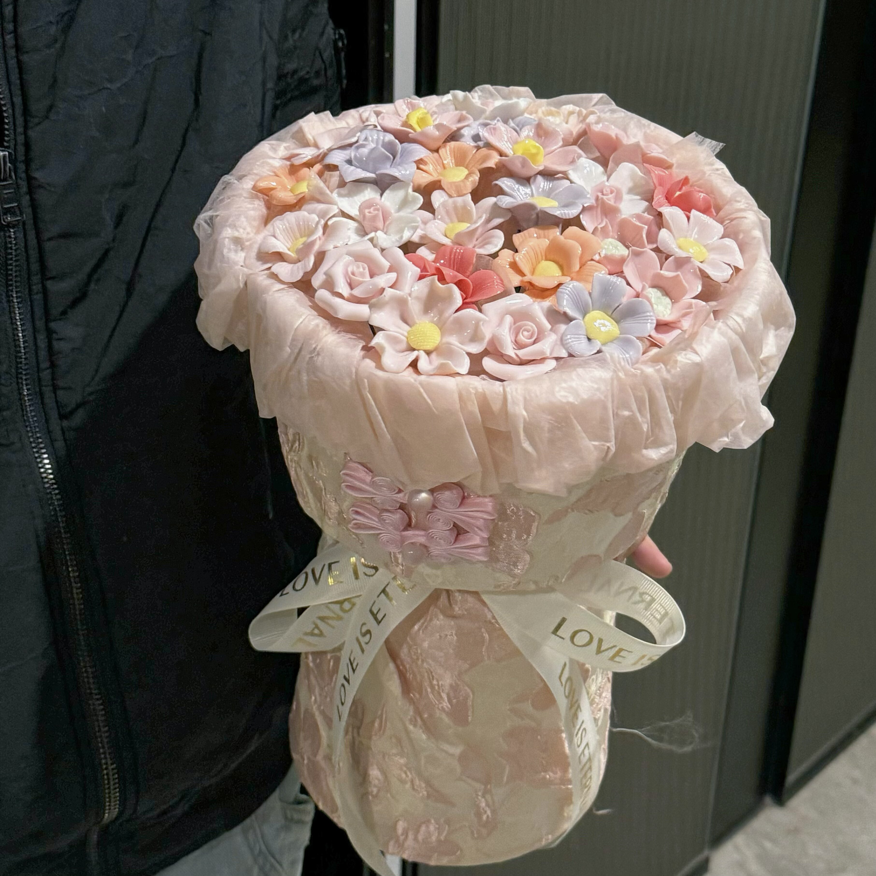 景德镇陶瓷花束成品小熊玩偶公仔生日礼物花束永生花送女生闺蜜