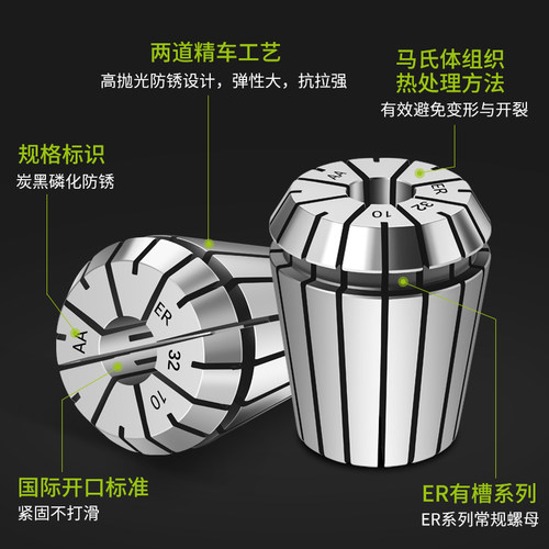 er32夹头数控雕刻机夹具5μ8μ非标高精弹性筒夹er20 11 16 25 40 - 图1