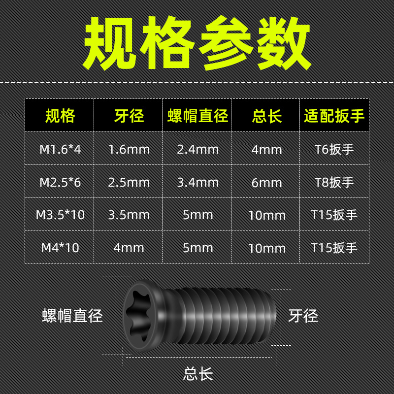 数控高硬质u钻螺丝抗震抗高温刀杆车刀梅花u钻螺丝M1.6/2.5/3.5/4-图2