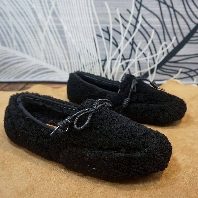 8-7A真皮羊毛豆豆鞋 秋冬款套脚平跟新款女乐福鞋,淘宝优惠券,粉丝福利购,淘宝优惠卷