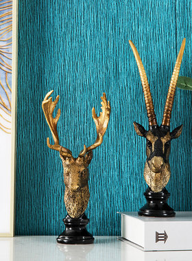 办公桌鹿头电视柜轻奢风装饰摆件