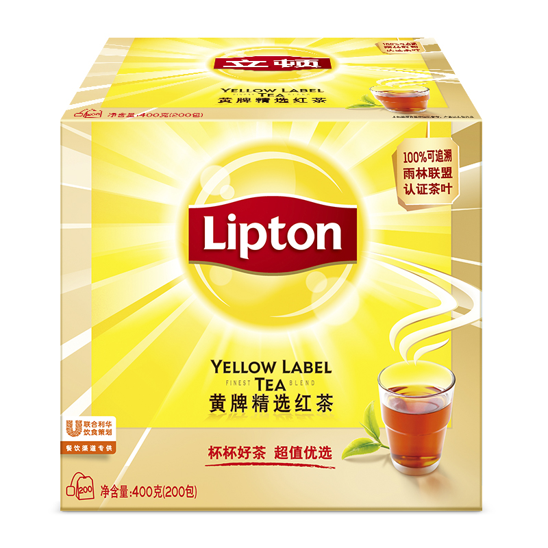 Lipton/立顿红茶包 黄牌精选红茶400g袋泡茶200包 客房办公餐饮装 - 图2