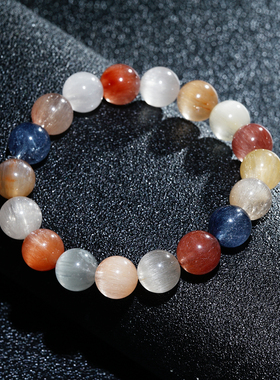 天然彩兔毛手链粉兔毛发晶手串