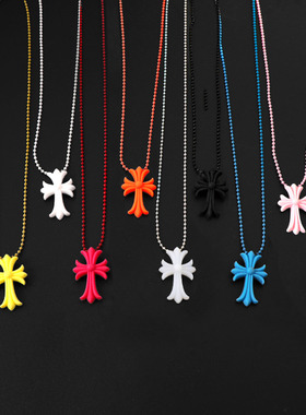 潮流百搭K罗心彩色树脂CH十字架项链青山20周年限定明星款气质ins