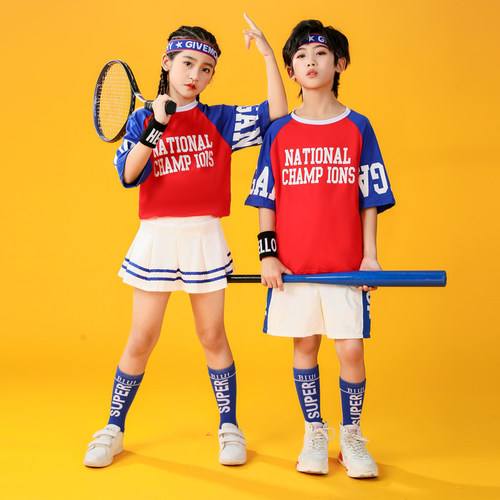 儿童拉拉队服装小学生啦啦操运动会表演服爵士舞嘻哈比赛演出服装 - 图0