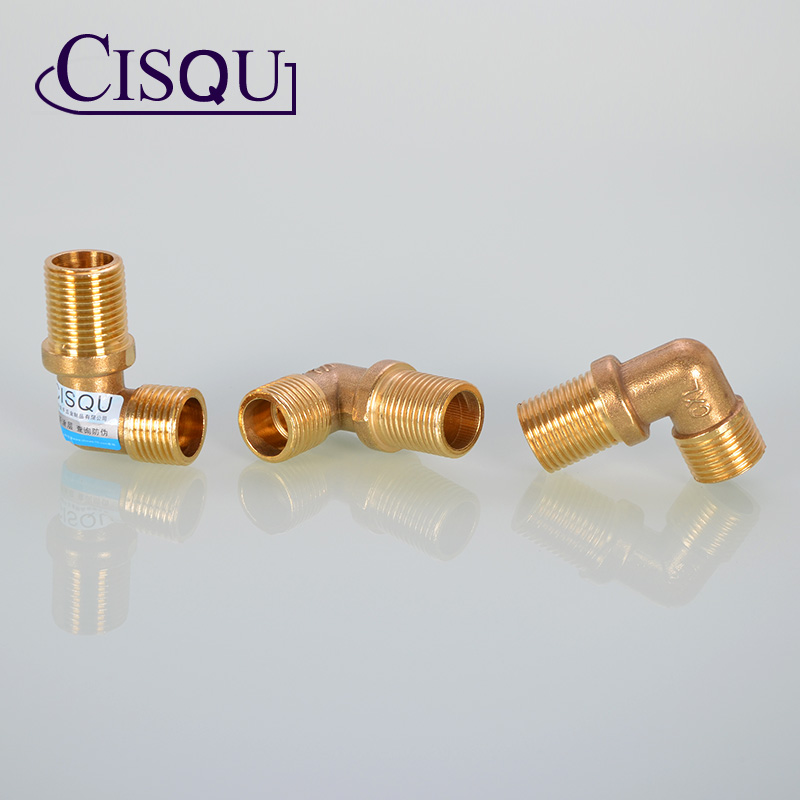 黄铜加长内外丝弯头4分延长双外丝牙口接头DN15铜配件90度弯 - 图0
