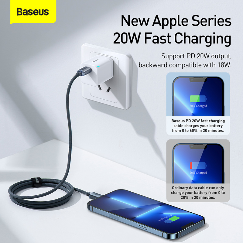 Baseus PD 20W USB C Cable For iPhone 15 14 13 12 11 Pro Max Type C Charger Data Wire Cord苹果充电绳 - 图1