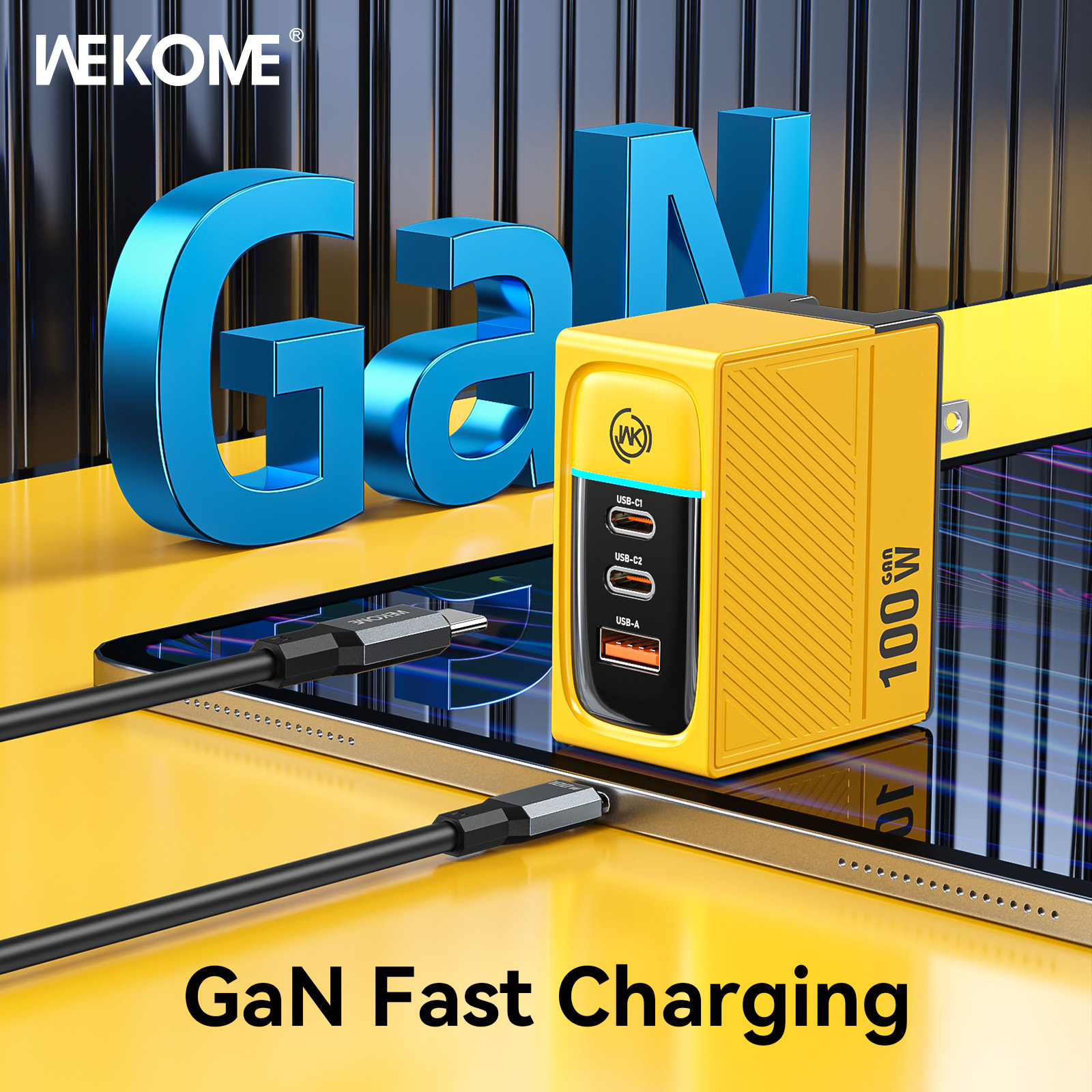 WEKOME 100W GaN Charger High Speed for Xiaomi 13 Samsung s23ultra iPhone 14 pro max Macbook Pro iPad - 图0